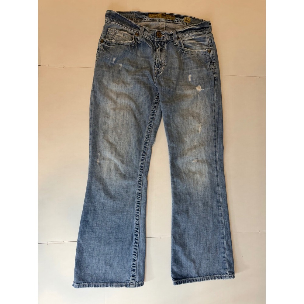 BKE Fulton Jeans Mens 32 Distressed Bootcut Medium Wash Y2K Denim